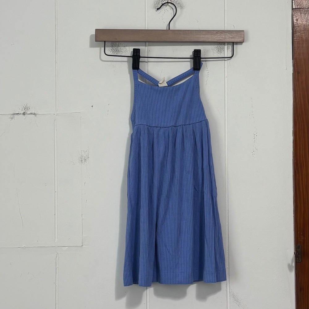Kate Quinn Blue Ribbed Modal Criss Cross Back Empire Waist Dress‎ 18-24M